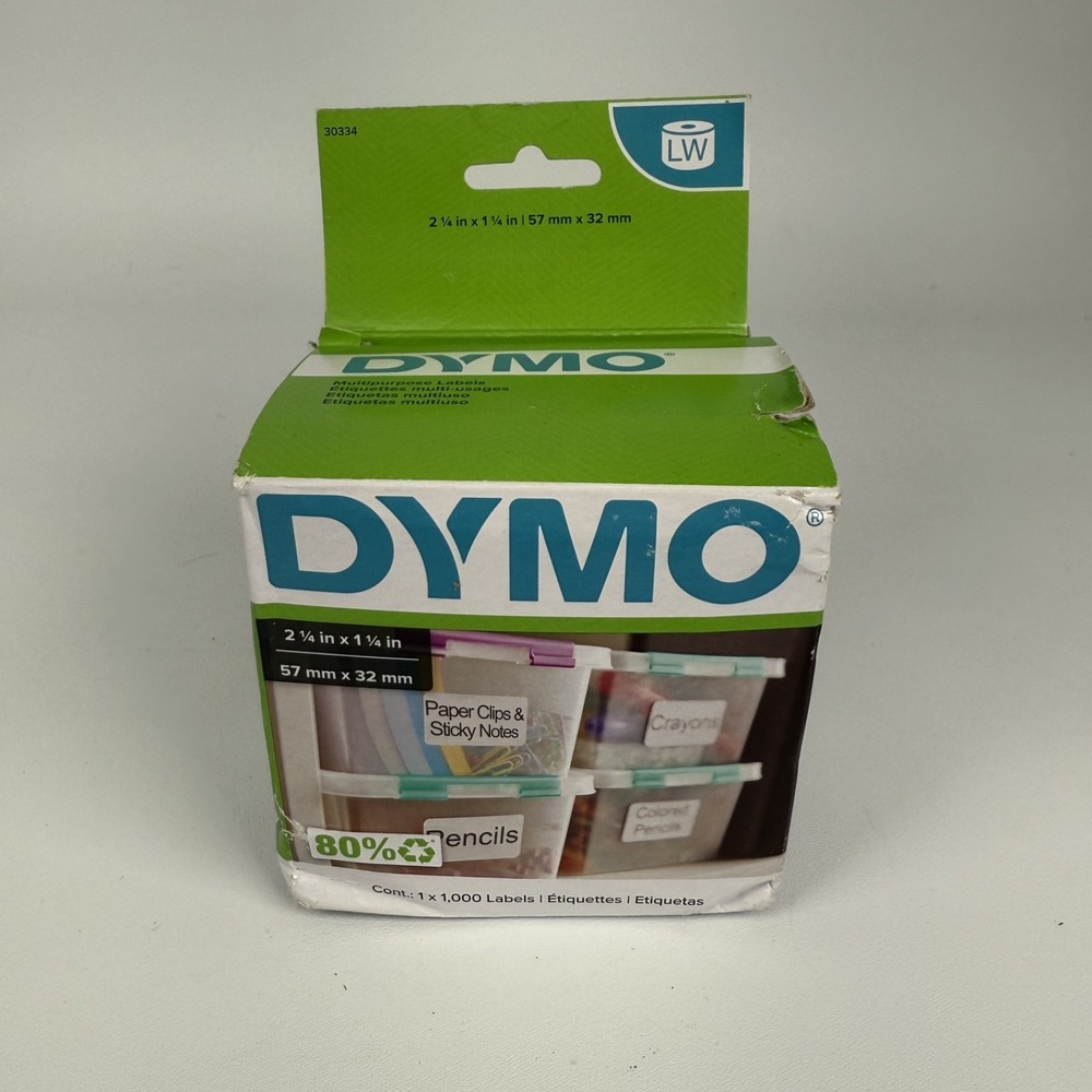 DYMO Multi Purpose Labels 1 1/4 x 2 1/4 1000 Labels Peel and Stick Rolls